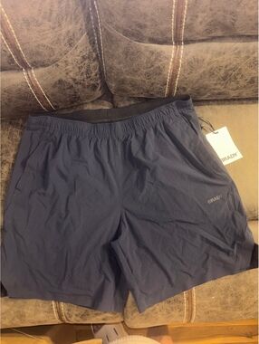 NWT Brady Zero Weight Versatile Unlined Shorts L Navy Athletic Running $75